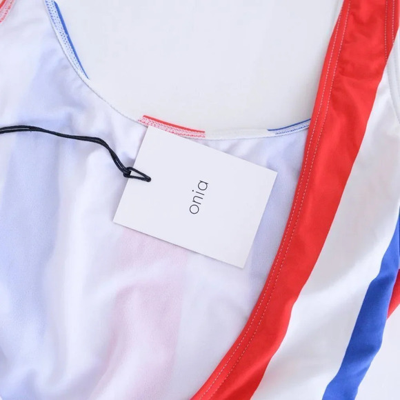 NWT Onia  Blue, Red & White Stripe One-Piece Bathing Suit Large - Picture 11 of 13
